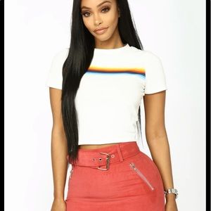 Fashion nova short sleeve white striped tee